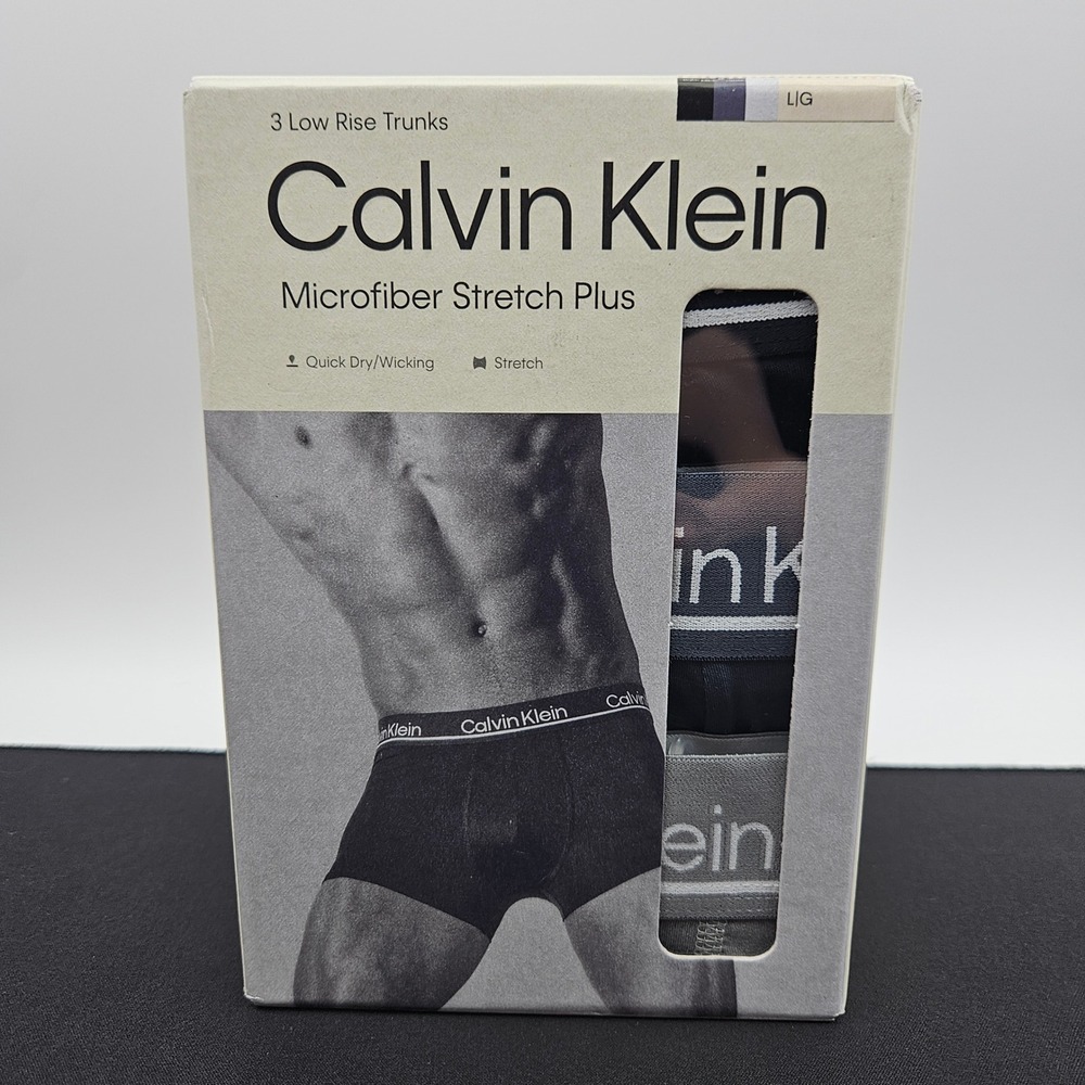 Calvin Klein Mens 3 Pack Microfiber Stretch Plus Low Rise Trunks Multi Color L
